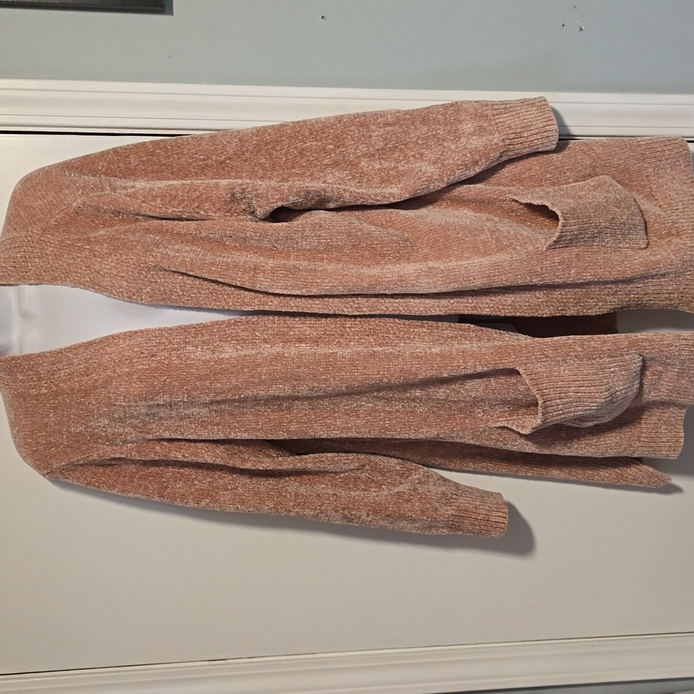 D&Co Mauve Chenille Cardigan Worth Pockets Sz L